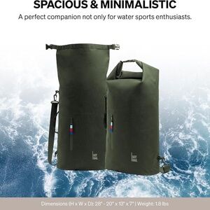 GOT BAG 32L Olive Green Roll Top Dry Bag Recycled Materials Shoulder Strap Black